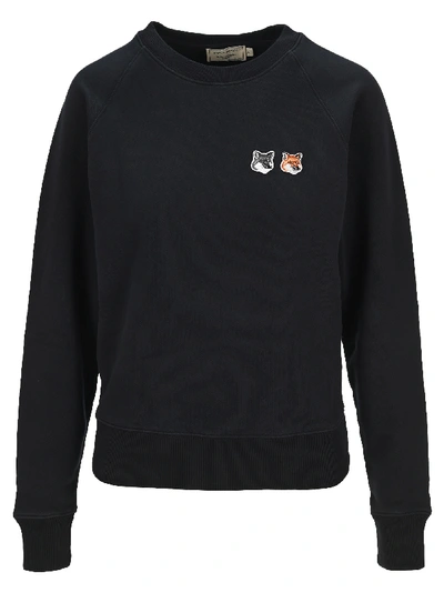 Shop Maison Kitsuné Maison Kitsune Double Fox Head Patch Sweatshirt In Anthracite