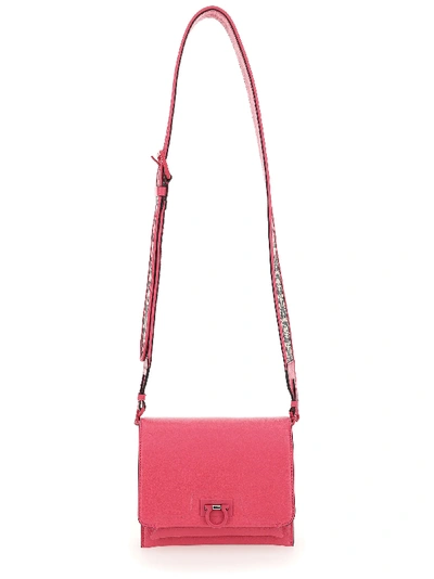 Shop Ferragamo Trifolio Phoenix Shoulder Bag In Phoenix Pink/beige/nero
