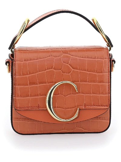 Shop Chloé Mini  C Bag In Tawny Orange
