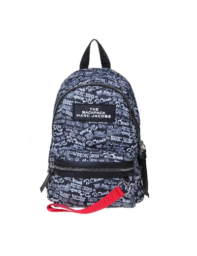 Shop Marc Jacobs Backpack In Nylon Color Black With Contrast Print In Black Multicolor