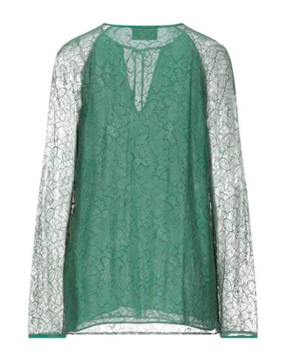 Shop Atos Lombardini Woman Blouse Green Size 10 Polyester, Cotton, Polyamide