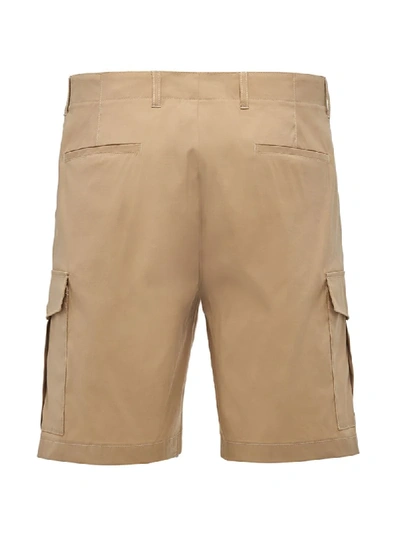 Shop Prada Side Pocket Bermuda Shorts In Neutrals