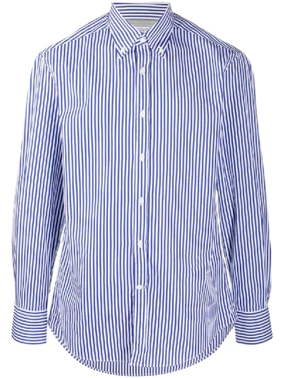 Shop Brunello Cucinelli Striped Cotton Shirt In Blue