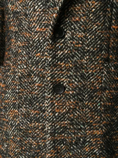 Shop Etro Chevron Knit Tailored Coat In Brown