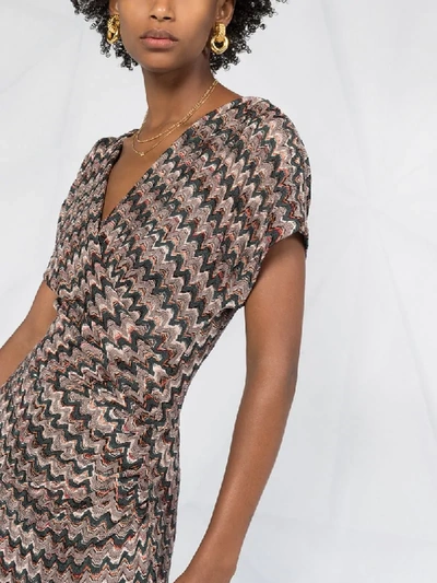 Shop Missoni Zigzag Wrap Midi-dress In Neutrals