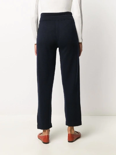 Shop Agnona High Waisted Cashmere Trousers In Blue