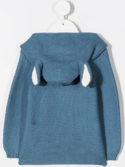 Shop Stella Mccartney Bunny Hood Buttoned Cardigan In Blue