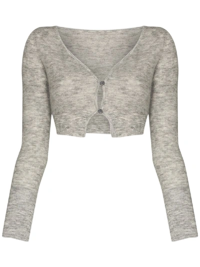 Shop Jacquemus Alzou Cropped Cardigan In Grey