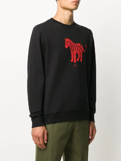 Shop Ps By Paul Smith Zebra-print Cotton Sweatshirt In Black