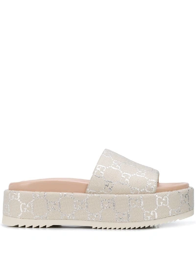 Shop Gucci Gg Platform Sandals In Neutrals