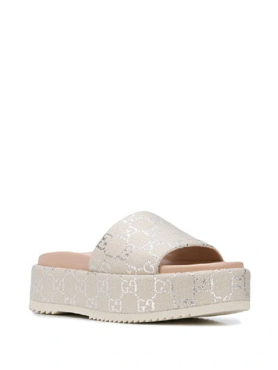 Shop Gucci Gg Platform Sandals In Neutrals