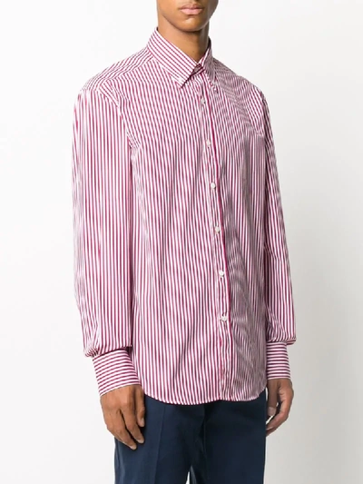 Shop Brunello Cucinelli Striped Cotton Shirt In Red