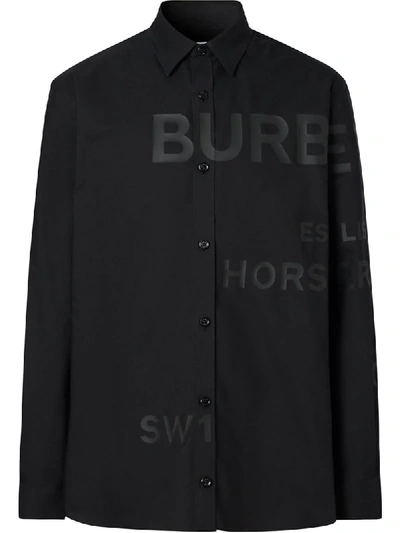 Shop Burberry Horseferry Print Oxford Shirt In Black
