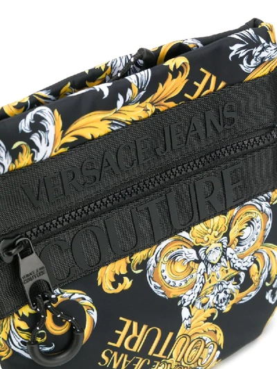 Shop Versace Jeans Couture Baroque Printed Shoulder Bag In Black