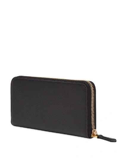 Shop Fendi Leather Zip Around Wallet In Black