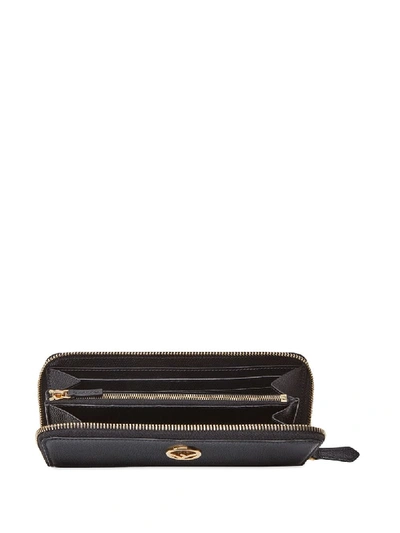 Shop Fendi Leather Zip Around Wallet In Black