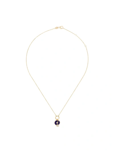 Shop Foundrae 18kt Yellow Gold Blue Crescent Diamond Necklace