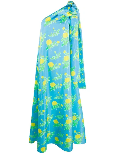 Shop Bernadette Floral-print One Shoulder Dress In Blue