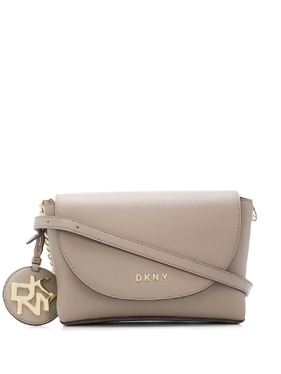 Shop Dkny Dayna Leather Crossbody Bag In Neutrals