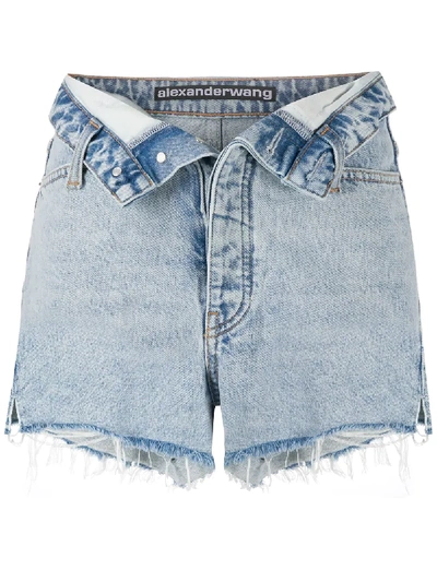 Shop Alexander Wang T Turn Down Waist Denim Shorts In Blue