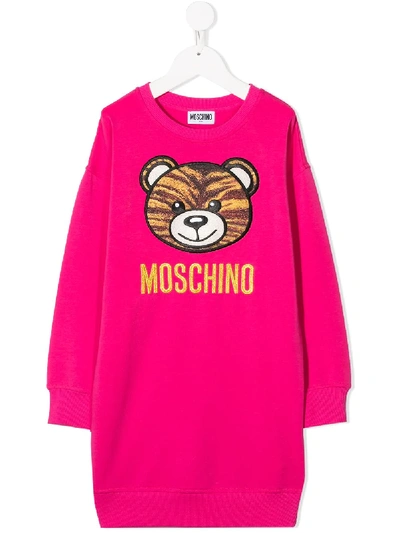 Shop Moschino Toy Bear Dress In Pink