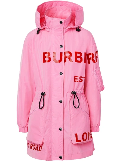 Shop Burberry Horseferry Print Parka In Pink