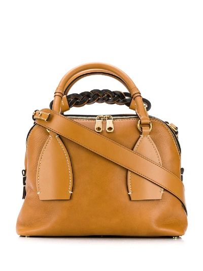 Shop Chloé Medium Daria Tote Bag In Brown