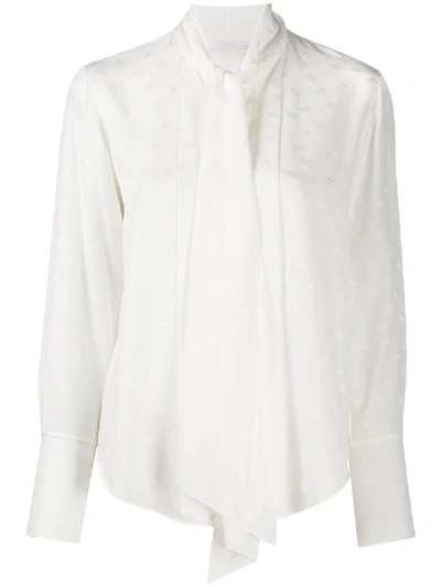 Shop Chloé Tie-neck Long-sleeve Shirt In White