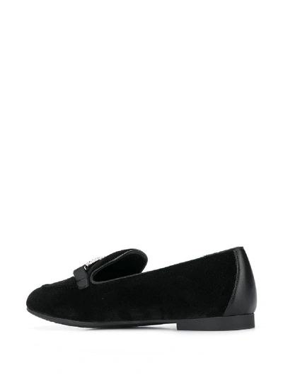 Shop Ferragamo Trifoglio* Velvet Loafers In Black