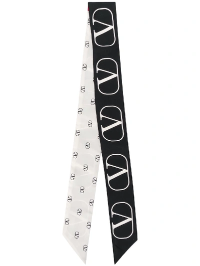 Shop Valentino Logo Silk Scarf In White