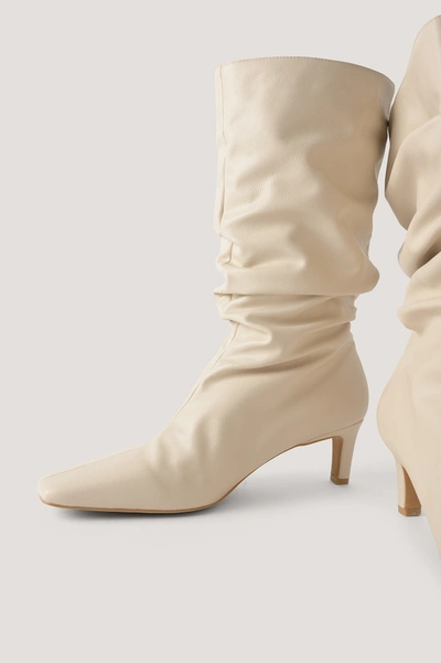 Shop Na-kd Loose Extended Squared Toe Boots - Beige In Natural