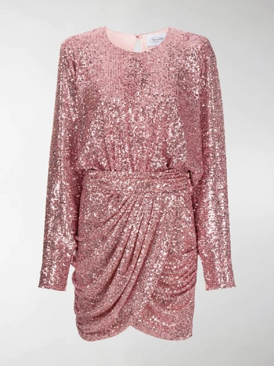 Shop Redemption Bat-sleeve Draped Mini Dress In Pink