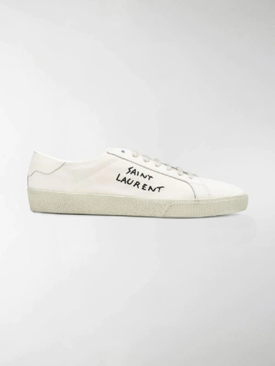Shop Saint Laurent Classic Sl/06 Embroidered Sneakers In White