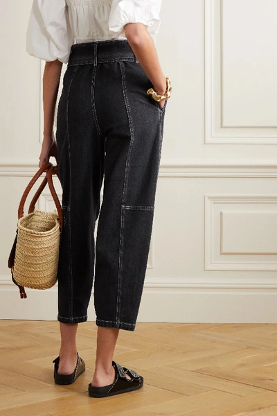 Shop See By Chloé Paneled High-rise Tapered Jeans In Black
