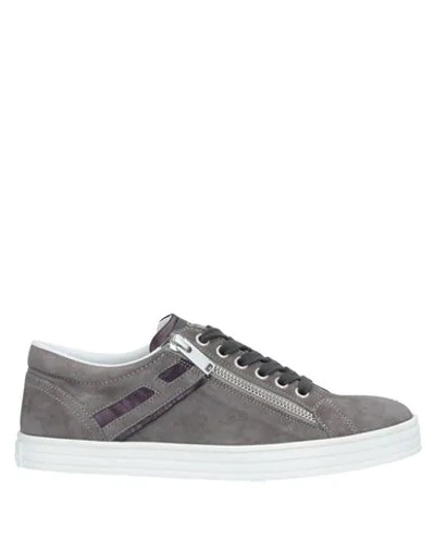 Shop Hogan Rebel Woman Sneakers Grey Size 6 Soft Leather