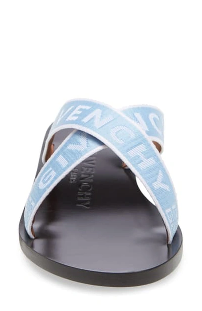 Shop Givenchy 4g Crisscross Slide Sandal In Sky Blue