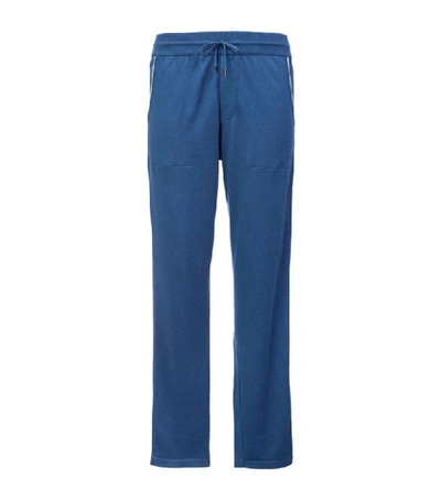 Shop Loro Piana Cashmere-cotton Sweatpants In Blue