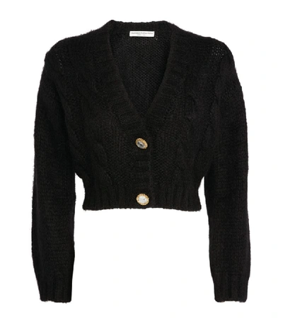 Shop Alessandra Rich Cropped Cable-knit Cardigan
