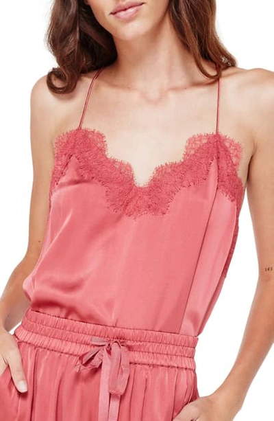 Shop Cami Nyc The Racer Lace Trim Silk Camisole In Baked Clay
