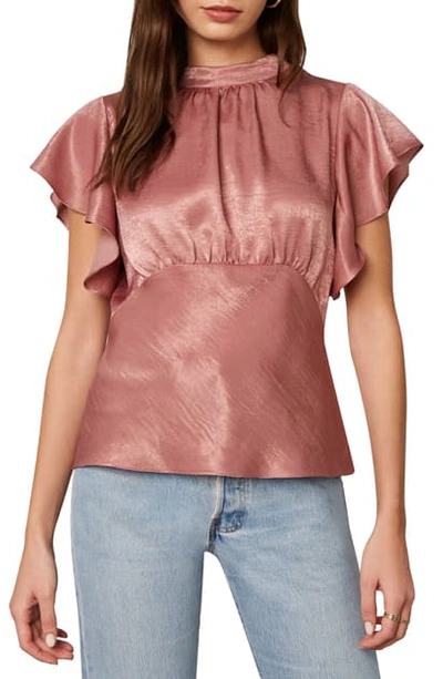 Shop Bb Dakota Satin The Mood Flutter Sleeve Top In Bronze The Pink