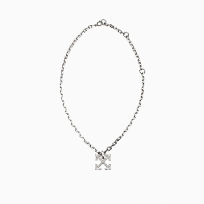 Shop Off-white Textured Arrow Necklace Omob045e20met001 In 7800