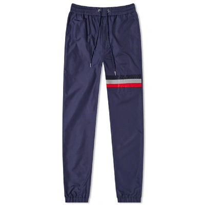 Shop Moncler Tricolore Stripe Nylon Drawstring Pant In Blue