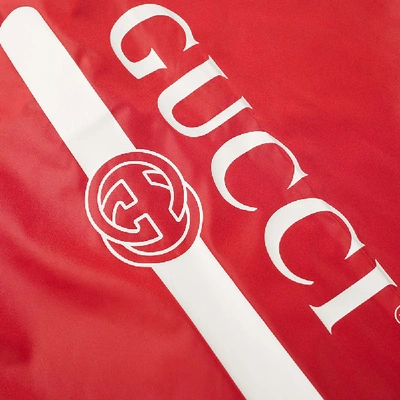 Shop Gucci Logo Leg Swim Short In Red