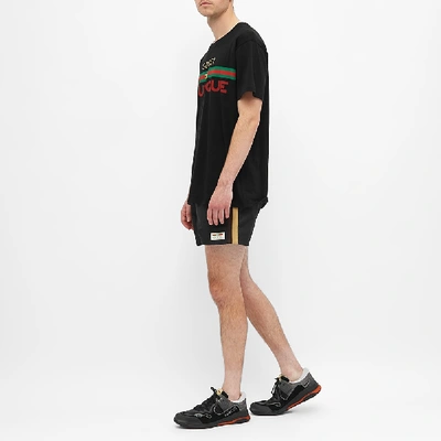 Shop Gucci Taped Detail Swim Short In Black