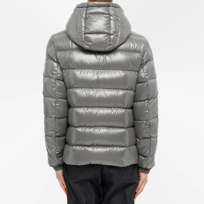 Moncler Mounier Tricolore Band Hooded Down Jacket In Grey | ModeSens