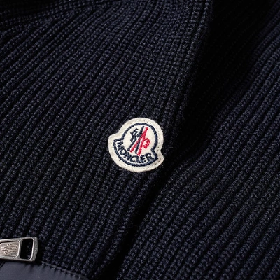 Shop Moncler Nylon Hooded Knit Down Jacket In Blue