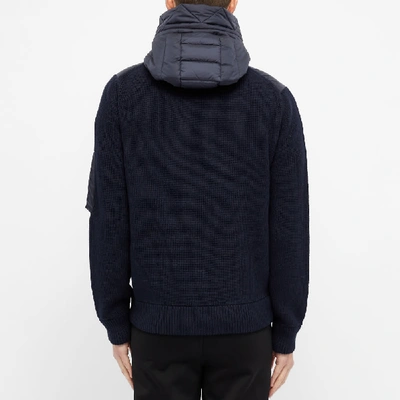 Shop Moncler Nylon Hooded Knit Down Jacket In Blue