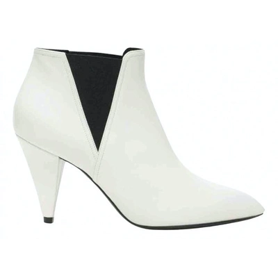 Pre-owned Celine White Leather Ankle Boots