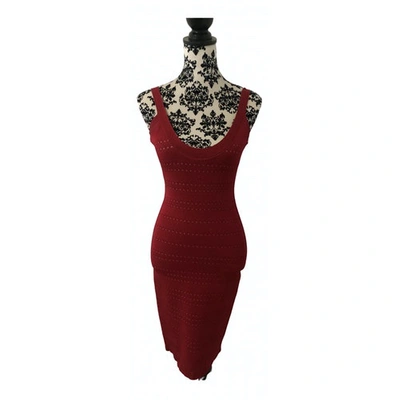 Pre-owned Herve Leger Red Cotton - Elasthane Dress