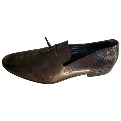 Pre-owned Saint Laurent Brown Leather Flats